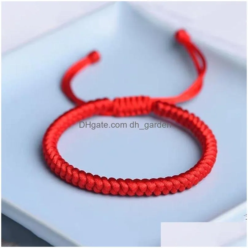 Chain Link Chain Red Rope Bracelet Hand-Woven Hand Childrens Couple Drop Delivery Jewelry Bracelets Dhgarden Dhvw5