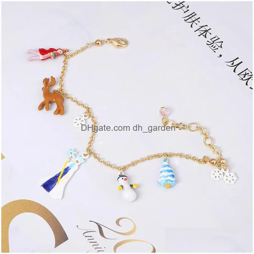 Chain Link Chain European And American Fashion Personality Jewelry Monets Garden Series Flower Pendant Enamel Bracelet Decor Dhgarden Dhdkv
