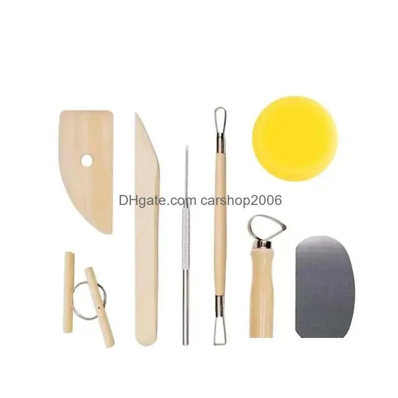 ups 8pcs/set craft tools reusable diy pottery tool kit home handwork clay sculpture ceramics molding drawing tools wholesale