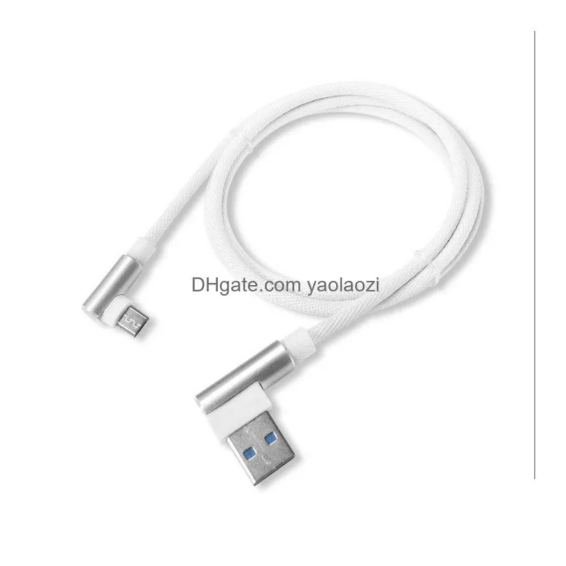 type c cables 90 degree micro usb cable 1m 2m  2a fast  cords braided type c data line for s20 s21 s9 s10 note 20 smartphone android