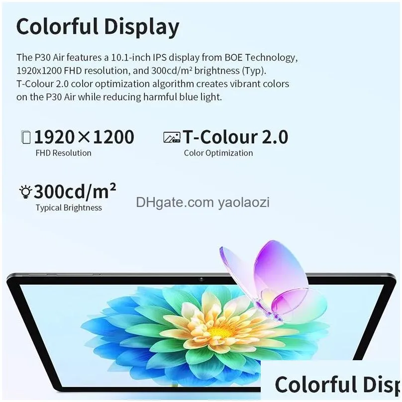 tablet pc teclast p30 air tablet 10.1 inch 1920x1200 ips android 12 4gb ram 64gb rom mt6762 octa core 4g network gps