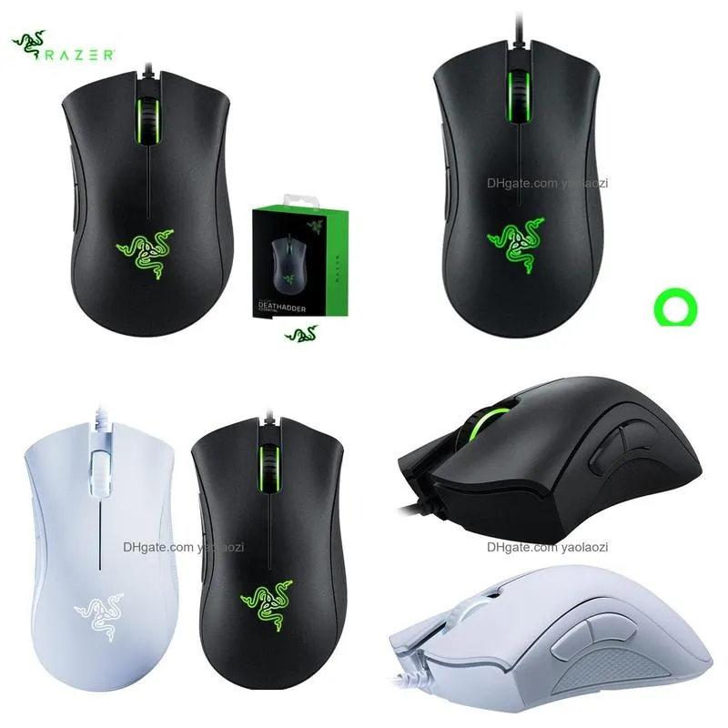original razer deathadder  wired gaming mouse mice 6400dpi optical sensor 5 independently buttons for laptop pc