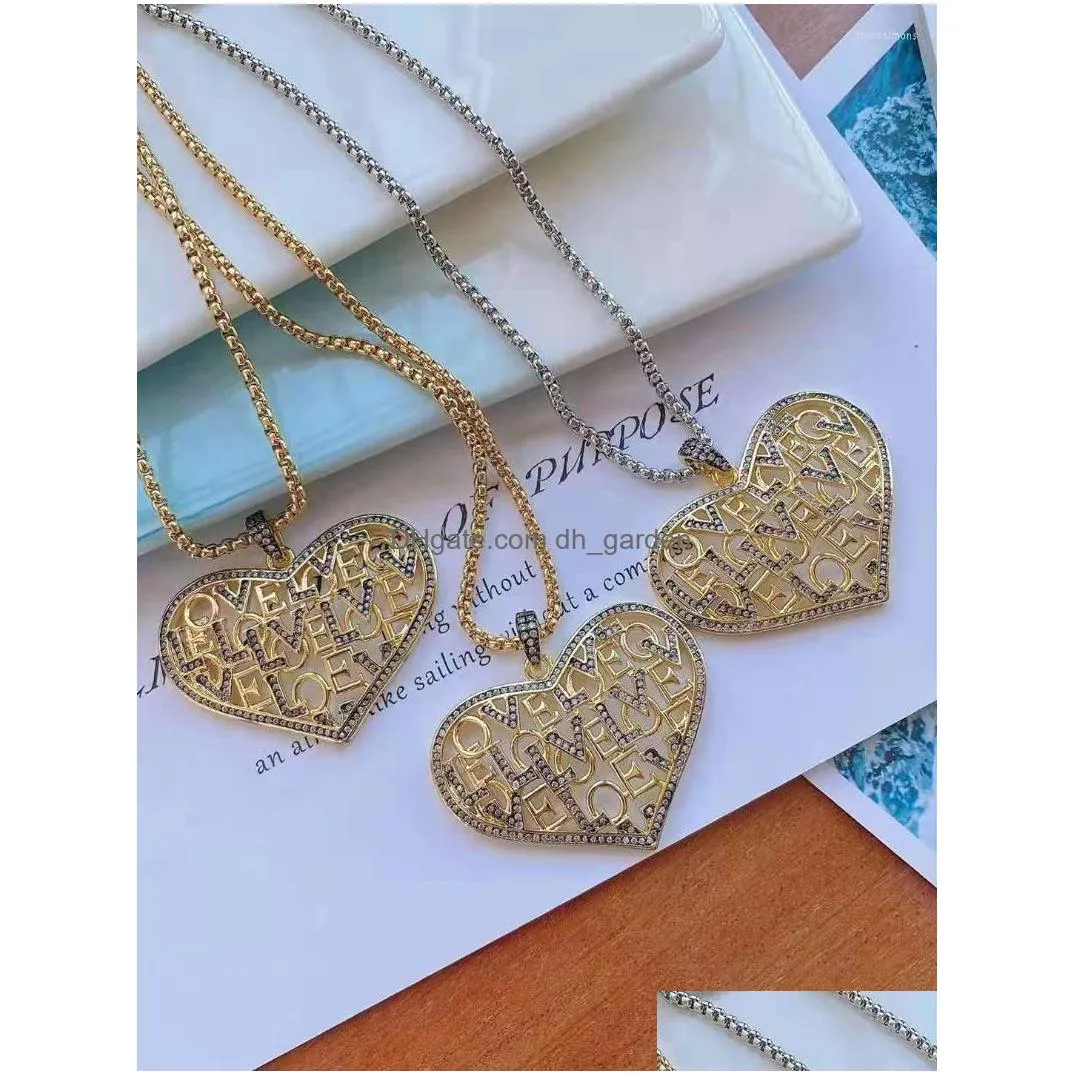 Pendant Necklaces Pendant Necklaces Cubic Zirconia Love Micro Pave Cz Zircon Heart Necklace For Women Jewelry Making Finding Dhgarden Dheeb