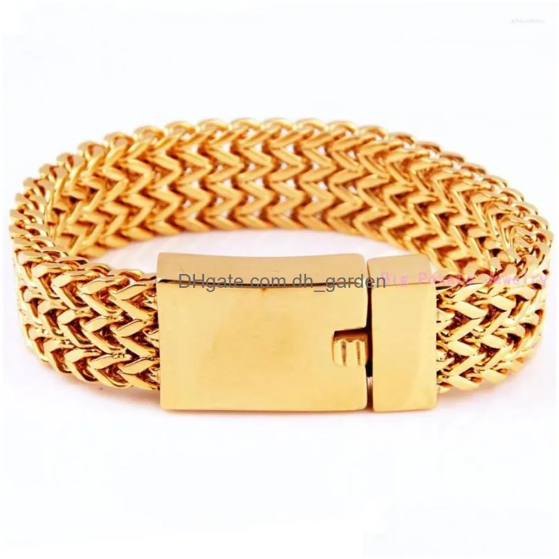 Chain Link Bracelets Fashion 3Row Gold Figaro Chain 316L Stainless Steel Unique Bracelet For Charming Mens Cuff Jewelry 22Cm Dhgarden Dhjwo