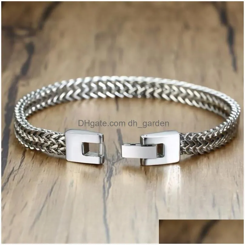 Chain Link Chain Fashion Stainless Steel Bracelet 4 Color Domineering Charm Bali Mens Double Personality Jewelry Drop Delive Dhgarden Dhcg4