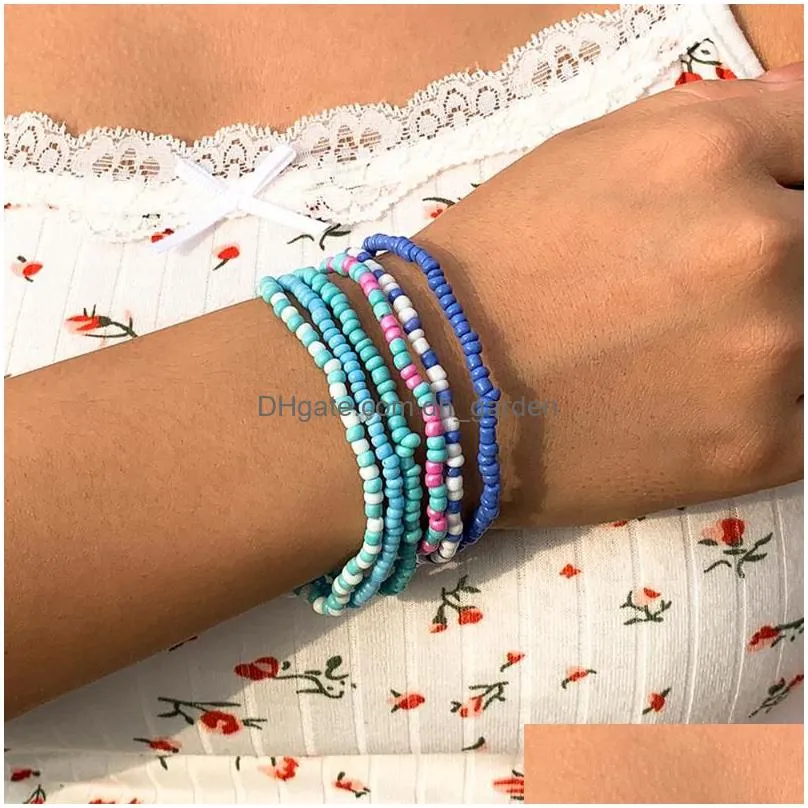 Chain Link Chain Ingemark Boho Mix Color Seed Bead Bracelet Set For Women Pseras Strand Charm Bracelets Bangles Wrist Hand A Dhgarden Dhbzr