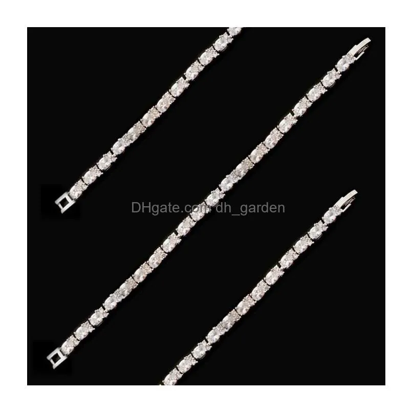 Chain Link Chain Cz Cubic Zirconia Bracelet Jewelry Fashion Bijoux Bijouteria Joias No Tarnish Fade Jewellery Drop Delivery Dhgarden Dh8Ze