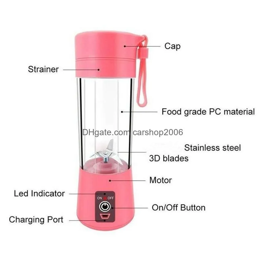 ups portable usb electric fruit juicer handheld vegetable juice maker blender rechargeable mini juice making cup with charging cable