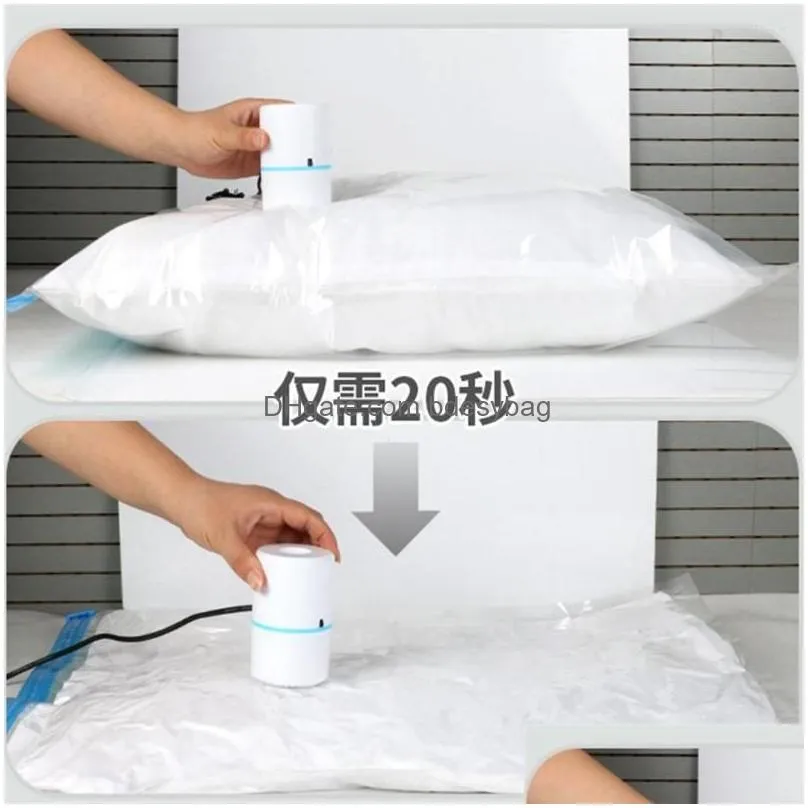 Storage Bags Storage Bags Compressed Bag Electric Pump Travel Vacuum Mini Hine Space Saver For Clothes Food Organizer Drop Delivery Ho Dhscn