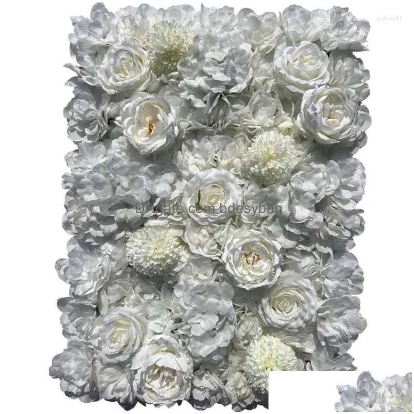 Decorative Flowers & Wreaths Decorative Flowers 40X60Cm/Pc Rose Artificial Flower Wall Panel Decor Backdrop Wedding Party Event Birthd Dhsuu