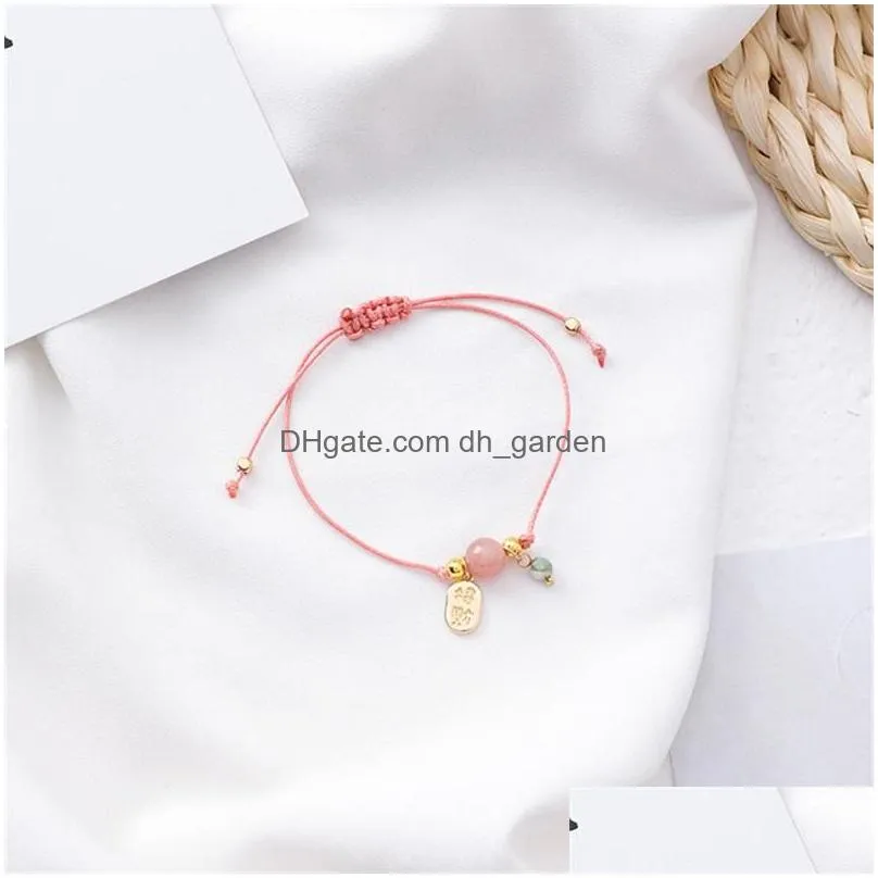 Chain Link Chain 2021 Fashion Weaving Single Circle Red Rope Bracelet Japanese Style Pink Lucky Beads Nafu Bangle Year Gifts Dhgarden Dhwbv