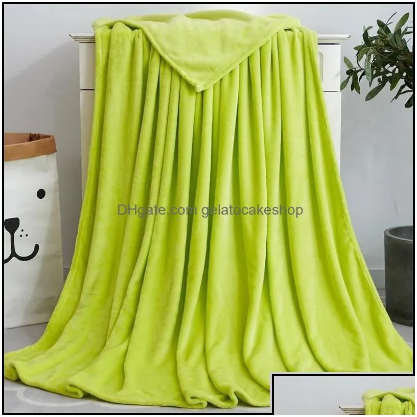 coral fleece blanket solid color flannel winter warm soft bedroom throw blankets portable light weight quilt drop delivery 2021 home