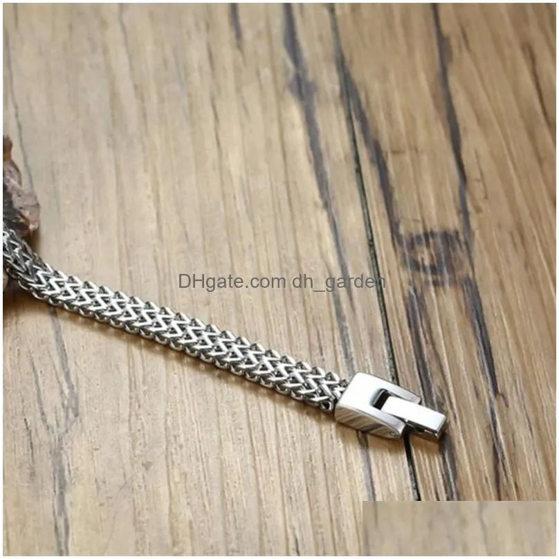 Chain Link Chain Fashion Stainless Steel Bracelet 4 Color Domineering Charm Bali Mens Double Personality Jewelry Drop Delive Dhgarden Dhcg4