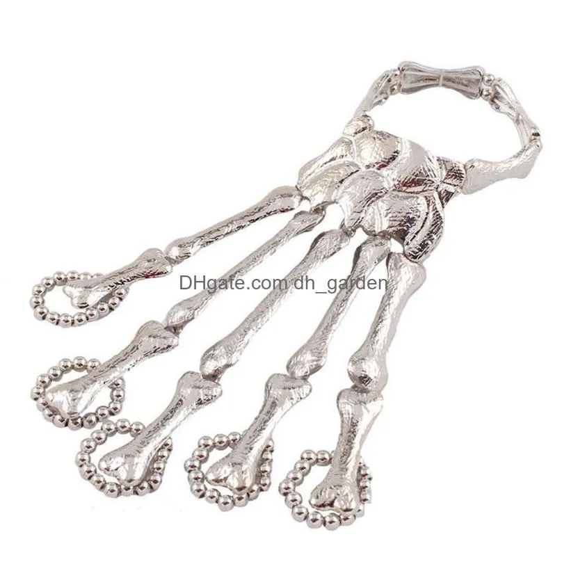 Chain Link Chain 2021 Bracelets Halloween Party Skeleton Hand Bracelet Rings Metal Finger Wholesale 294 Drop Delivery Jewelry Dhgarden Dhifm