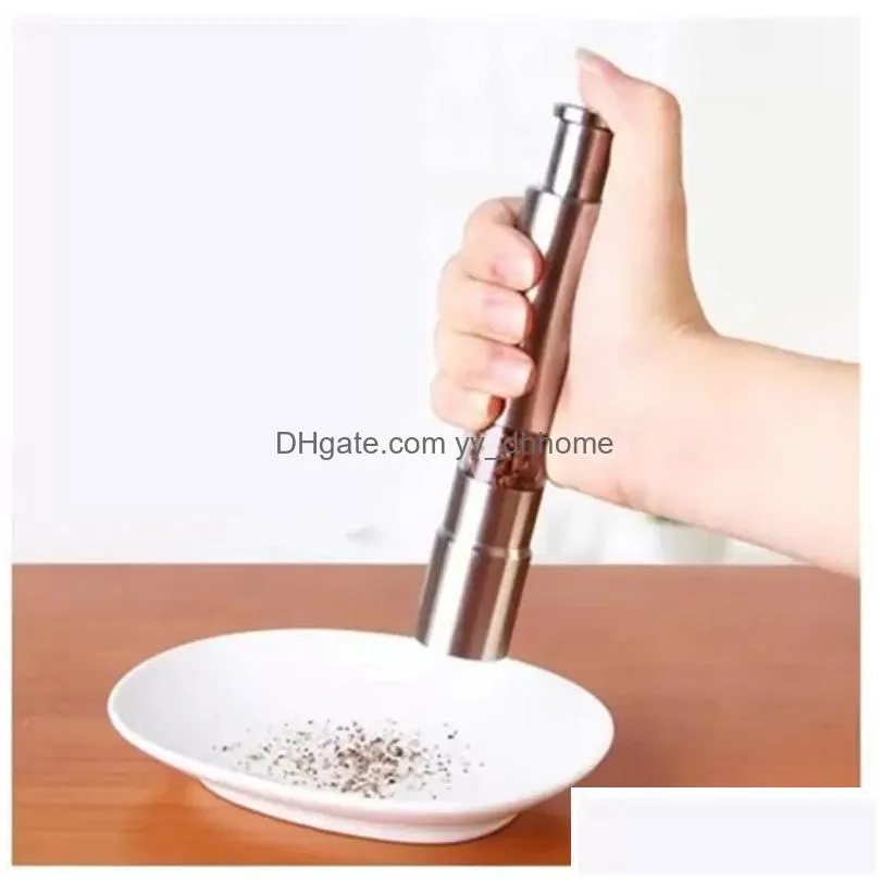 ups manual pepper mill salt shakers one-handed pepper grinder stainless steel spice sauce grinders stick kitchen tools