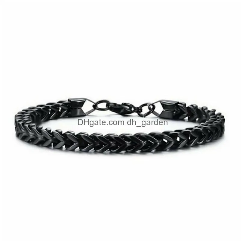 Chain Link Chain Fashion Stainless Steel Bracelet 4 Color Domineering Charm Bali Mens Double Personality Jewelry Drop Delive Dhgarden Dhcg4