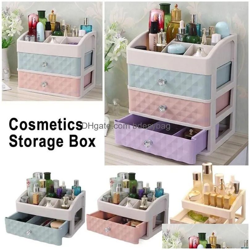Storage Boxes & Bins Storage Boxes Display Rack Mti-Layer Der Type Makeup Box Desktop Cosmetics Jewelry Drop Delivery Home Garden Hous Dhh6Z