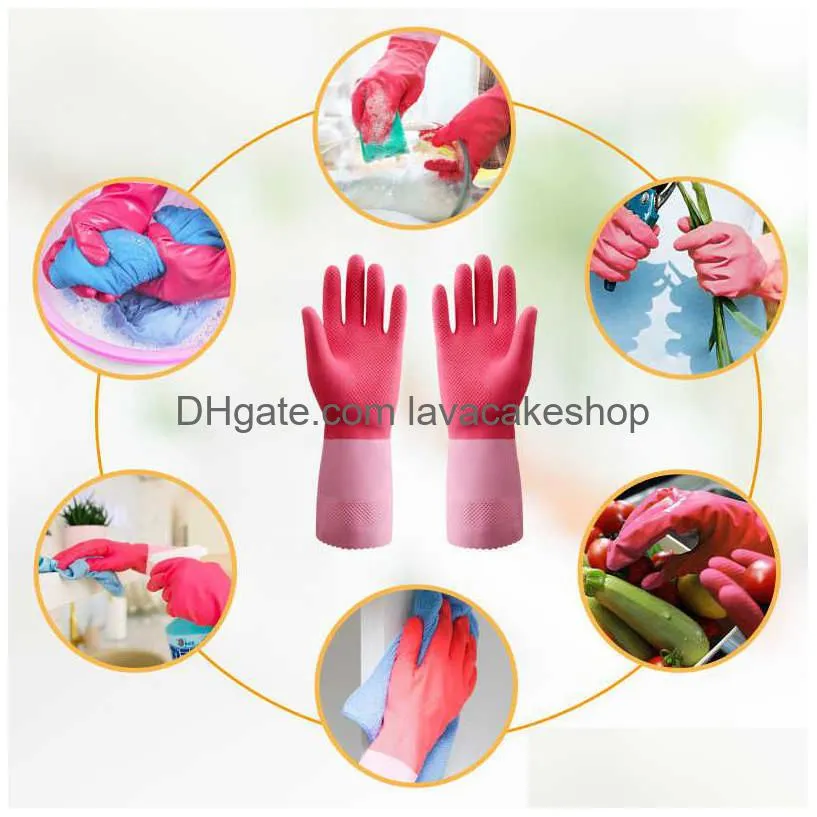 wholesale kitchen household cleaning gloves dish laundary washing hand thick rubber waterproof durable latex anti slip for room
