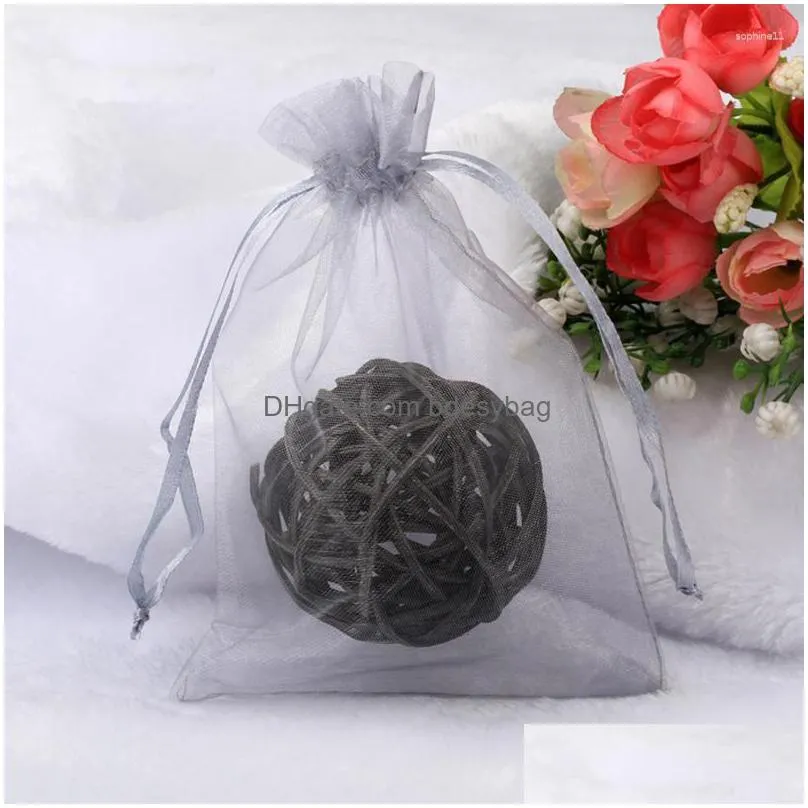 Gift Wrap Gift Wrap 100Pcs Organza Jewelry Packaging Bag 9X12Cm Wedding Favor Party Bags Christmas Wholesale Drop Delivery Home Garden Dhrcu