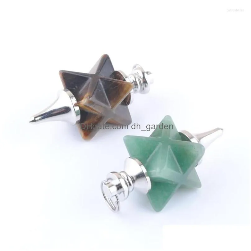 Pendant Necklaces Pendant Necklaces Wholesale Mixed 5Pcs Natural Stone Bead Merkaba Pendum Biolocation Metaphysical Spiritua Dhgarden Dhvzr