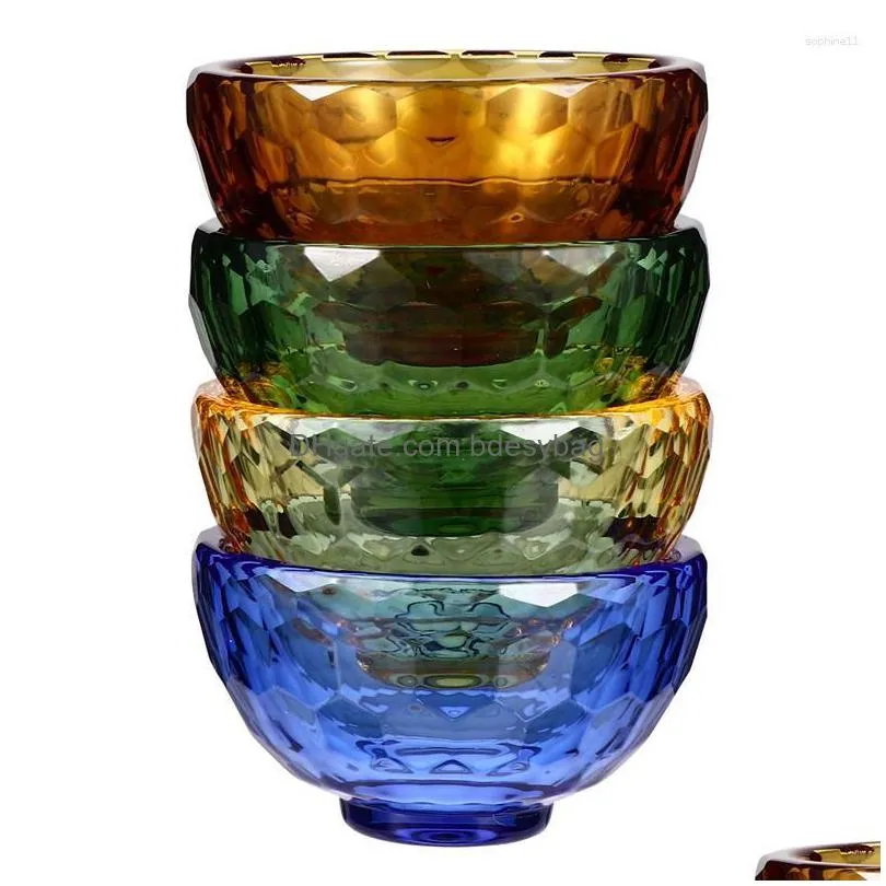 Bowls Bowls 4Pcs Buddha Water Offering Bowl Artificial Crystal Buddhist Tibetan For Indoor Drop Delivery Home Garden Kitchen, Dining B Dhcs6