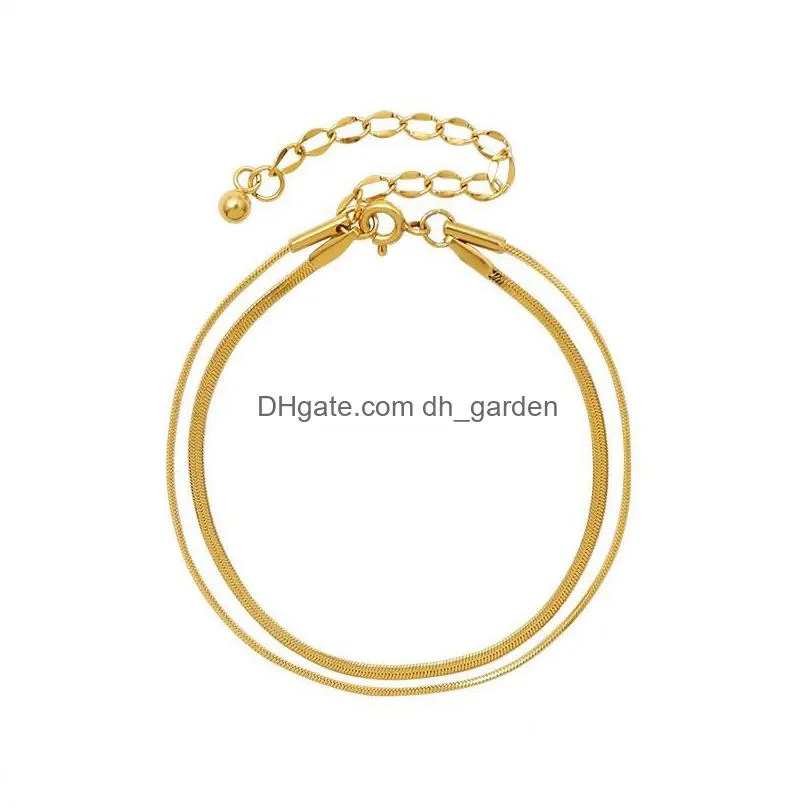 Chain Link Chain Sell 316L Stainless Steel Gold Sier Plated Two Layer Bracelet For Women Charm Trendy Jewelry Drop Delivery Dhgarden Dhlag