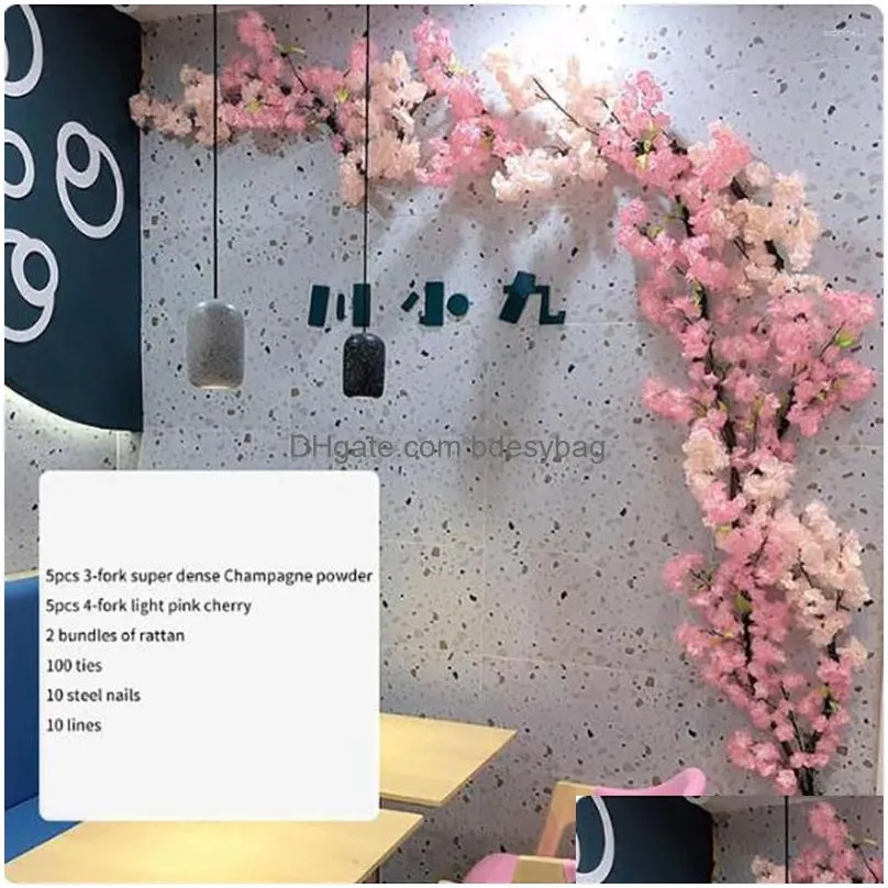 Decorative Flowers & Wreaths Decorative Flowers Artificial Cherry Tree Silk Flower Spring Wedding Background Wall Decoration Diy Home Dhsjp