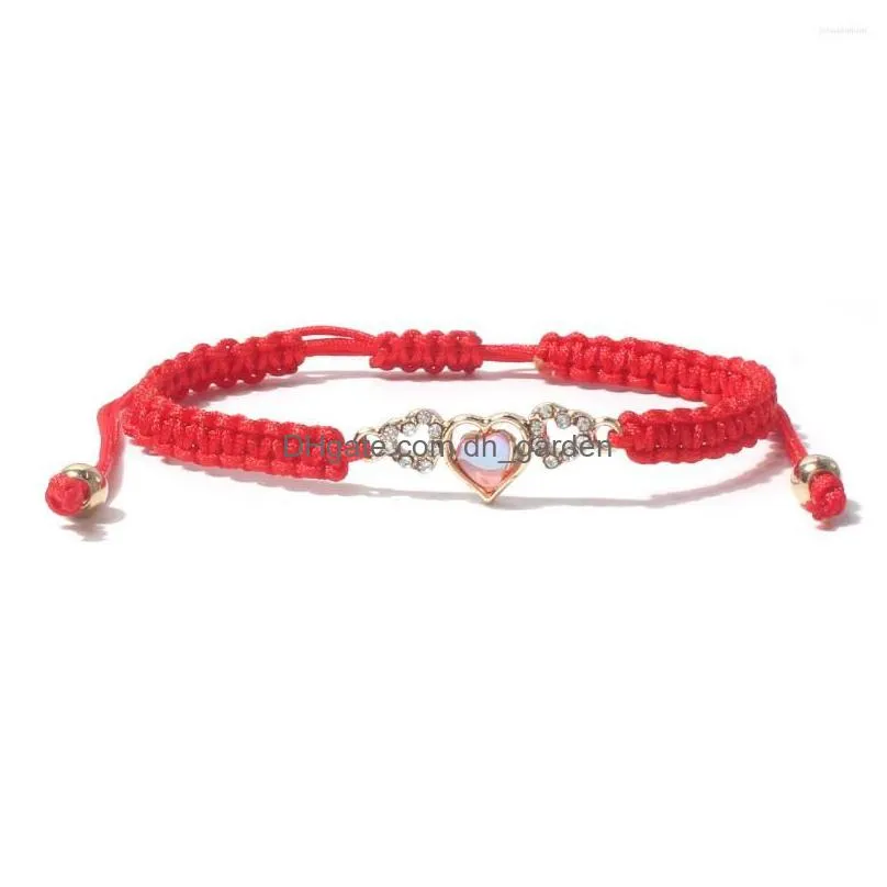 Charm Bracelets Charm Bracelets Minhin Valentines Day Hand Woven Lovers Love Splicing Bracelet Fashion Simple Crystal Jewelr Dhgarden Dhkl6