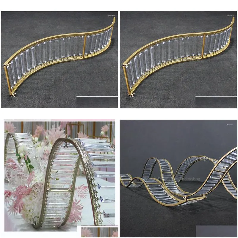 Party Decoration Party Decoration Wedding Flower Stand Crystal Wave S-Shaped Ever-Changing Big Grid Road Lead Iron Art Golden Drop Del Dhr3F