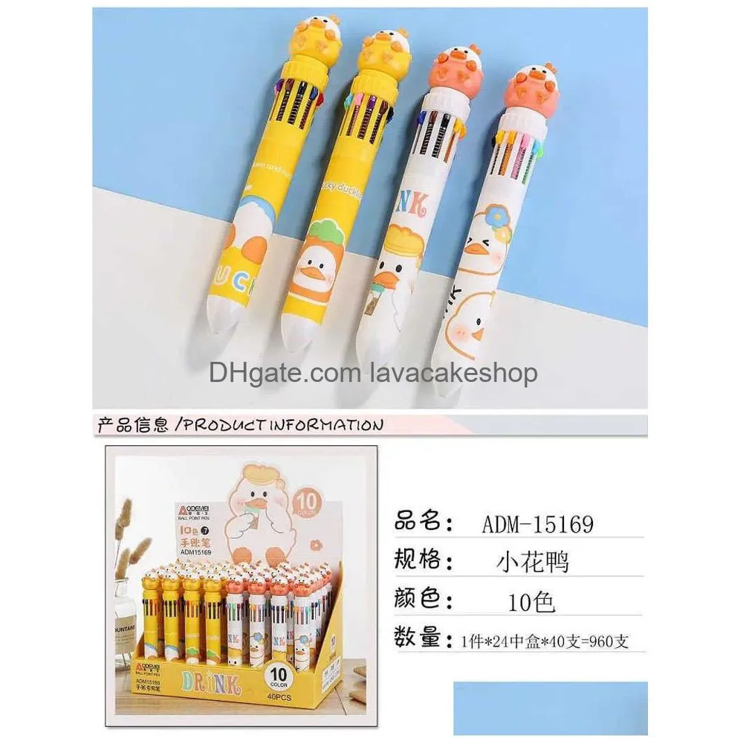 wholesale lats cartoon 10-color ballpoint pen anime multi-color oily cute school office supplies student gift stationery