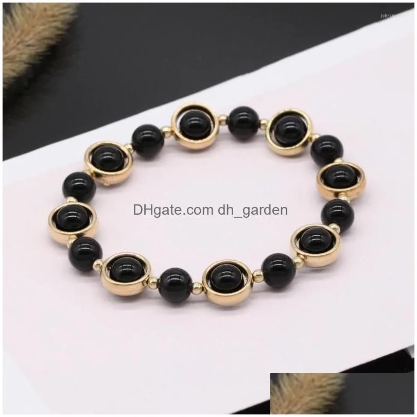 Chain Link Bracelets 8Mm Stone Beaded Bracelet For Women Elastic Energy Psera Homme Jewelry Charm Gift Gem Drop Delivery Jewe Dhgarden Dhw4R