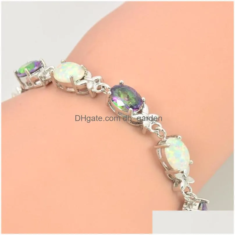 Chain Link Chain Wholesale Retail Fashion Fine Rinbow White Fire Opal Bracelet 925 Sterling Sliver Jewelry For Women Bal1525 Dhgarden Dh9H2