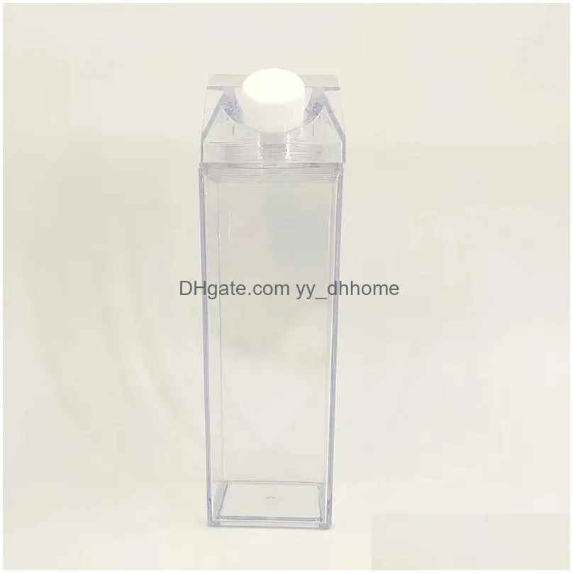 ups 500ml milk box plastic milk carton acrylic water bottle clear transparent square juice bottles for outdoor sports travel 7.23