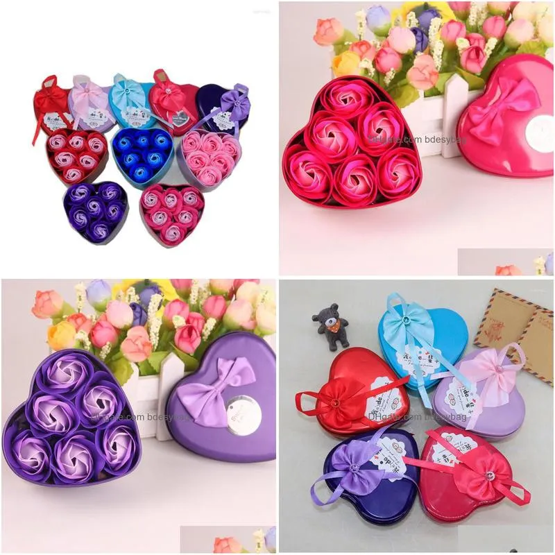 Party Favor Party Favor Rose Soap For Bath Flower With Gift Box Birthday Wedding Valentine Day 6 Pcs/Set Lx6784 Drop Delivery Home Gar Dhijm