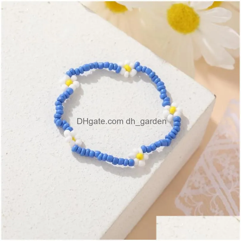 Chain Link Chain Cute Flower Beaded Bracelet For Girls Friendship Children Accessories Jewelry Wholesale 2021 Fashion Drop D Dhgarden Dhu3A