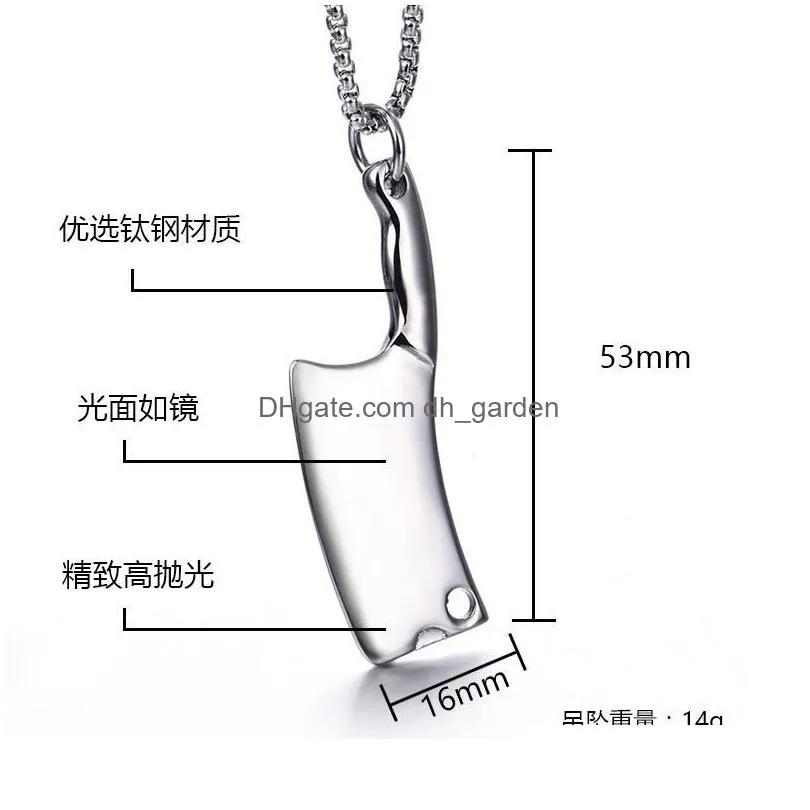 Pendant Necklaces Pendant Necklaces Mini Blade Chef Kitchen Knife Pendants For Men Cool 316L Stainless Steel Hip Hop Rapper Dhgarden Dht2D