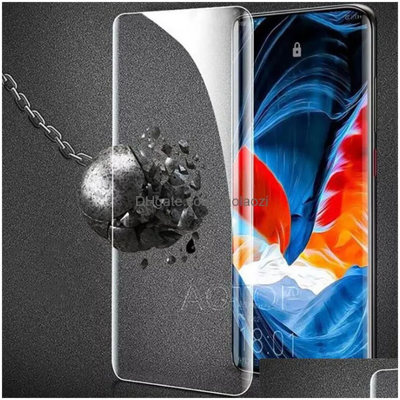 uv glass liquid glue 3d curved full cover tempered glass protector for samsung galaxy s23 ultra s22 note20 s21 s10 s8 s9 plus  p50 p40 p30 mate30