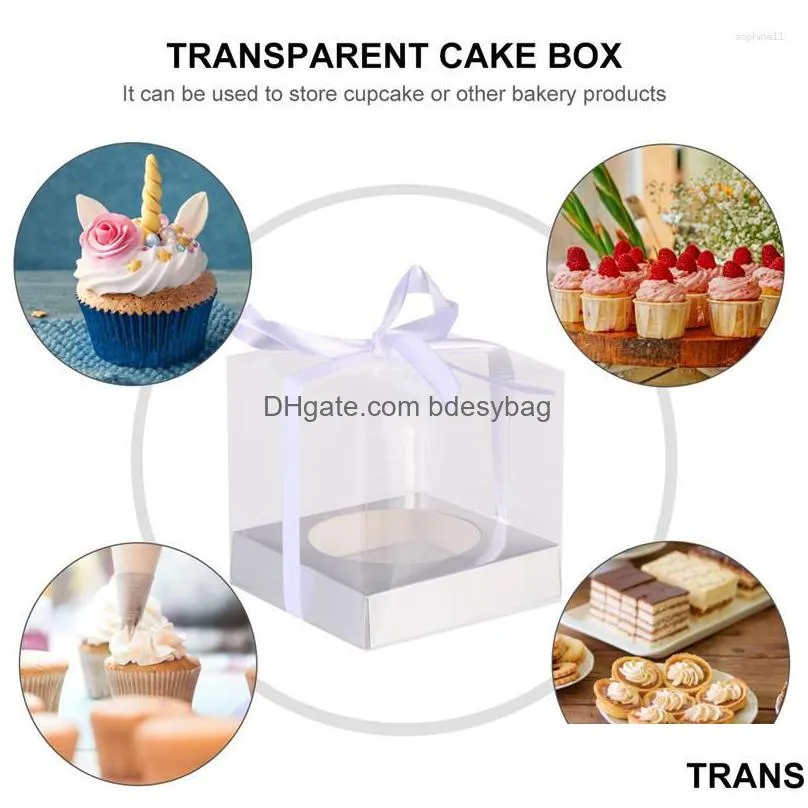 Gift Wrap Gift Wrap 10Pcs Cake Packing Box Clear Containers Transport Container Carrier Cupcake Drop Delivery Home Garden Festive Part Dhy9U