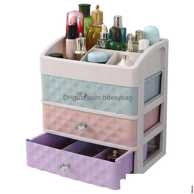 Storage Boxes & Bins Storage Boxes Display Rack Mti-Layer Der Type Makeup Box Desktop Cosmetics Jewelry Drop Delivery Home Garden Hous Dhh6Z