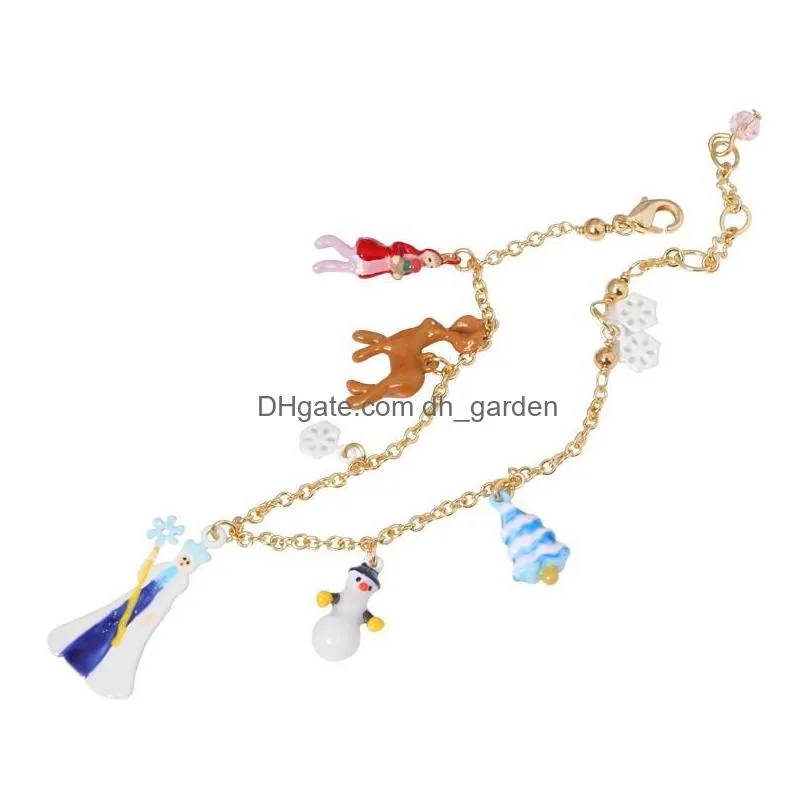 Chain Link Chain European And American Fashion Personality Jewelry Monets Garden Series Flower Pendant Enamel Bracelet Decor Dhgarden Dhdkv