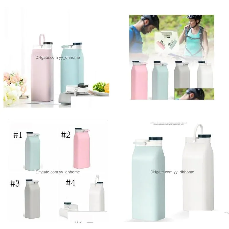 tumblers silicone folding water bottle milk cup large capacity sport drinks bottles with lid outdoor candy color wy214 zwl jj 9.21