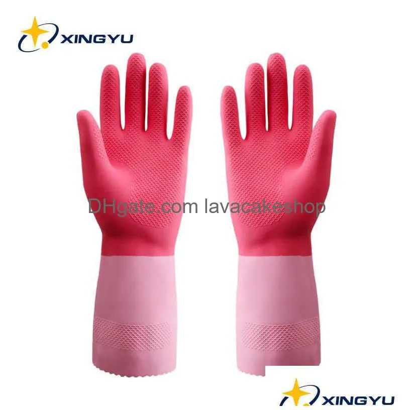 wholesale kitchen household cleaning gloves dish laundary washing hand thick rubber waterproof durable latex anti slip for room