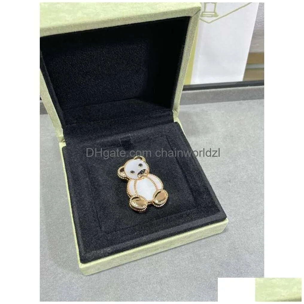 v gold plated teddy bear animal brooch lucky children series cnc high edition internet celebrity vanly cleefly