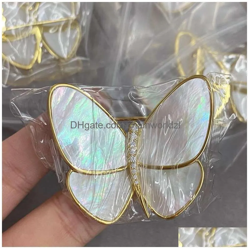 v gold natural white fritillaria grey fritillaria vanly cleefly butterfly brooch cnc high edition smooth full and round