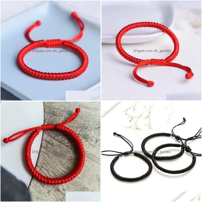 Chain Link Chain Red Rope Bracelet Hand-Woven Hand Childrens Couple Drop Delivery Jewelry Bracelets Dhgarden Dhvw5