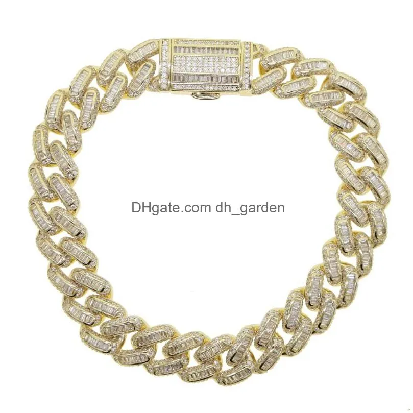 Chain Link Chain 2022 Iced Out 14Mm  Cuban Bracelet Big Size Gold Sier Color Cz Paved Bracelets For Mens Hip Hop Jewelr Dhgarden Dhkm1