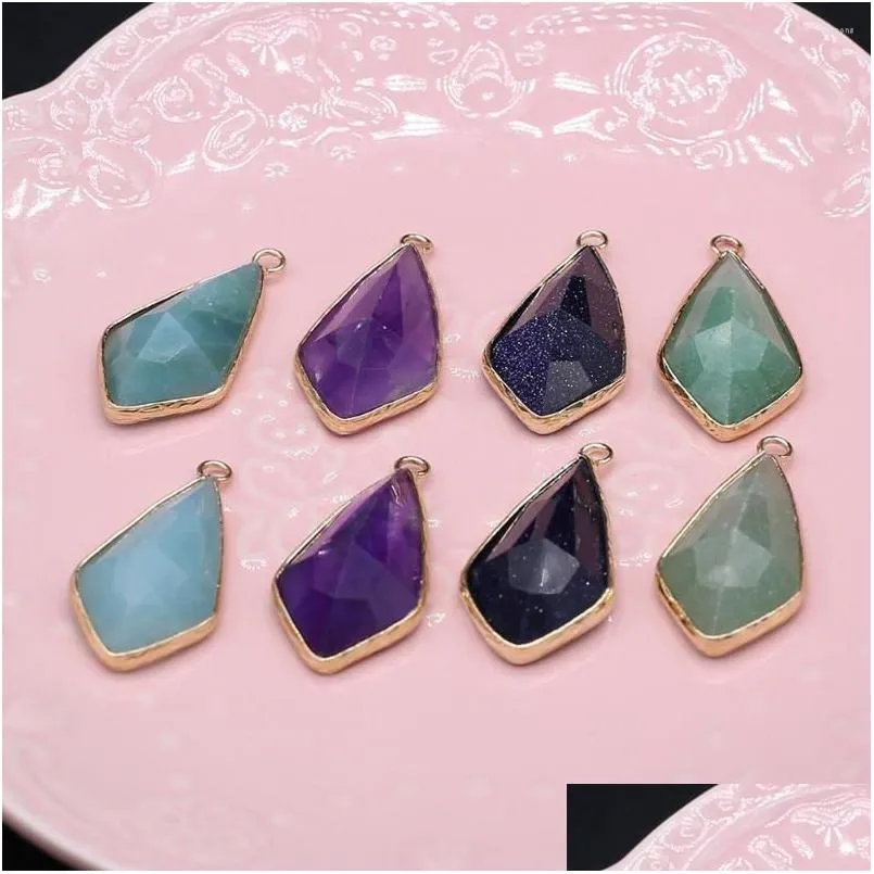 Pendant Necklaces Pendant Necklaces Natural Stone Charms Rhombus Shape For Exquisite Jewelry Making Diy Necklace Earrings Ac Dhgarden Dh6Ld