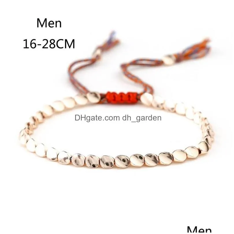 Chain Link Chain Cotton Luck Rope Bracelet Tibetan Copper Bead Buddhist Braided Good Lucky Amet Jewelry Adjustable Drop Deli Dhgarden Dhpqi