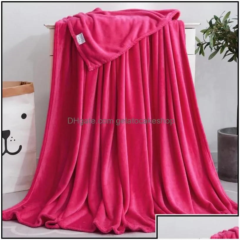 coral fleece blanket solid color flannel winter warm soft bedroom throw blankets portable light weight quilt drop delivery 2021 home
