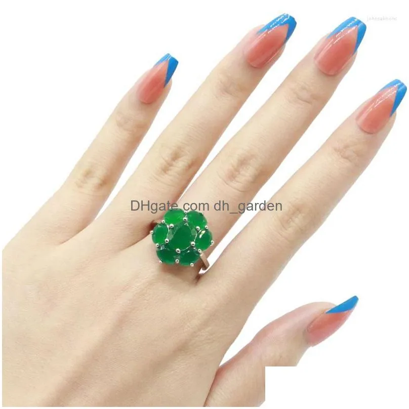 Cluster Rings Cluster Rings 20X17Mm Shecrown Real Green Emerald Red Ruby 925 Sterling Sier Ring For Women Fashion Fine Jewel Dhgarden Dhoub